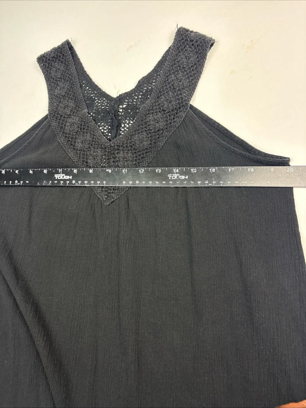 Tropical Escape Women Large Swimsuit Coverup Dress Solid Black Crochet V-Neck